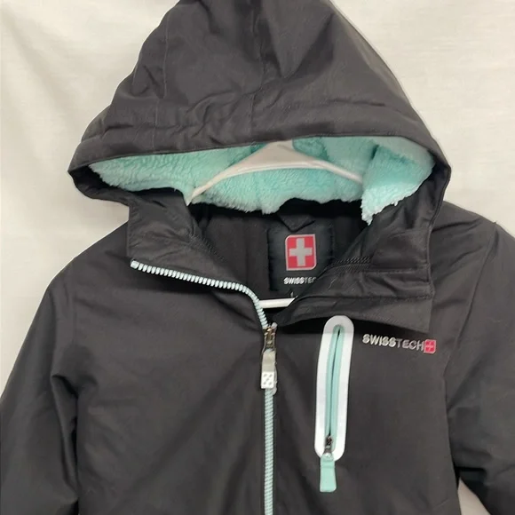 Swiss Tech Boys Jacket Size XSmall (4-5)-Black/Green - Picture 2 of 5